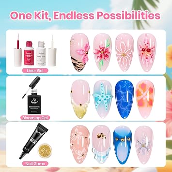 Beetles 3D Gel Nail Art, 3 Colors & Nail Lamp 3D Sculpting Gel for Nail Art | Non-Sticky White Clear Pink Builder for Sculpting Extension, with 3D Mold for DIY Nails, Beginner Friendly