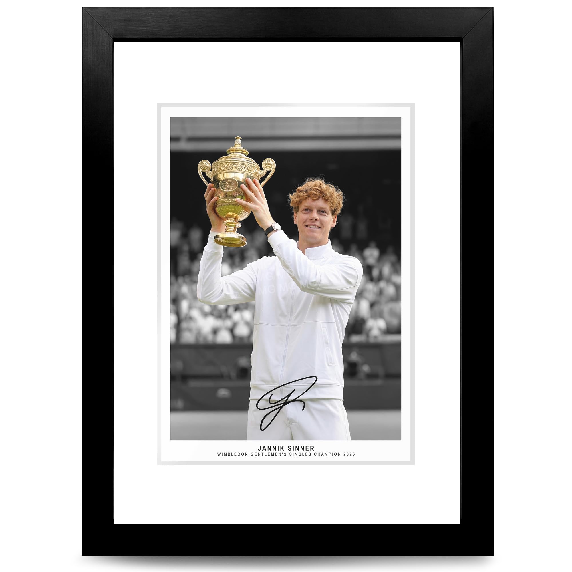 Jannik Sinner Tennis Signed Photo Poster A4/A3 Print Picture Display Framed Autograph Memorabilia for Sports Fans Gift Italy (Wimbledon 2025, A4 Framed & Mounted)