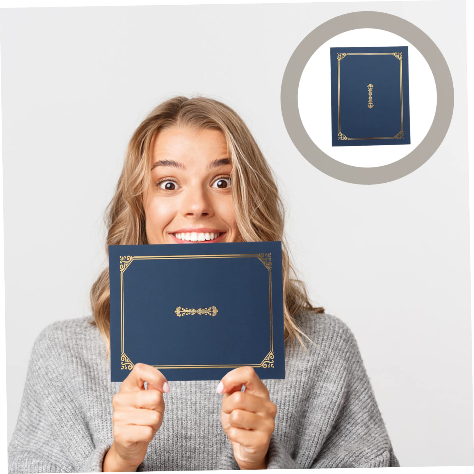 Uonlytech Copertine per Diploma e Copertina Protettiva per Documenti A4 Carta Stampa Oro 5 Pezzi, Cornice Elegante per Certificati Premi Ufficio e Casa