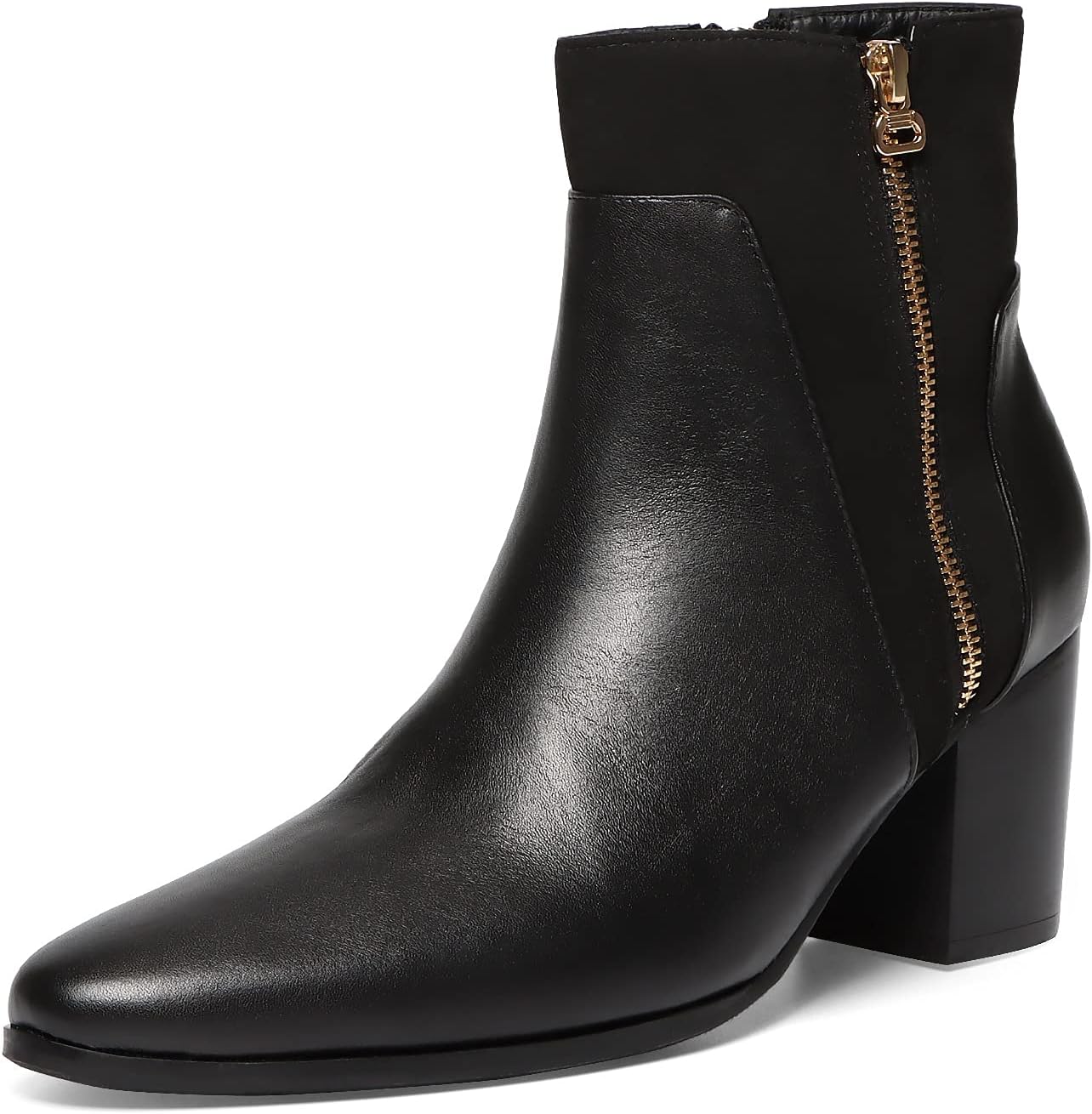 Rui Landed Ankle Boot for Men Heeled High Top Chelsea Boots Slip On Style Genuine Leather Dual Side Zipper Taller Shoes Splicing Collar Easy Care Mens Heeled Boots