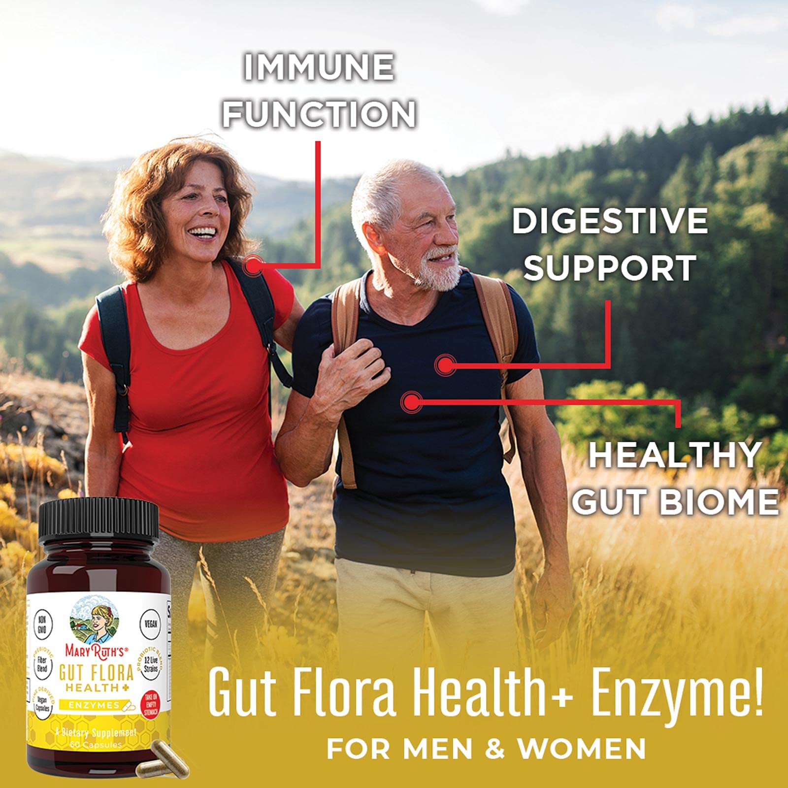 Buy Gut Flora Health+ Enzymes by MaryRuth's Up to 2 Month Supply
