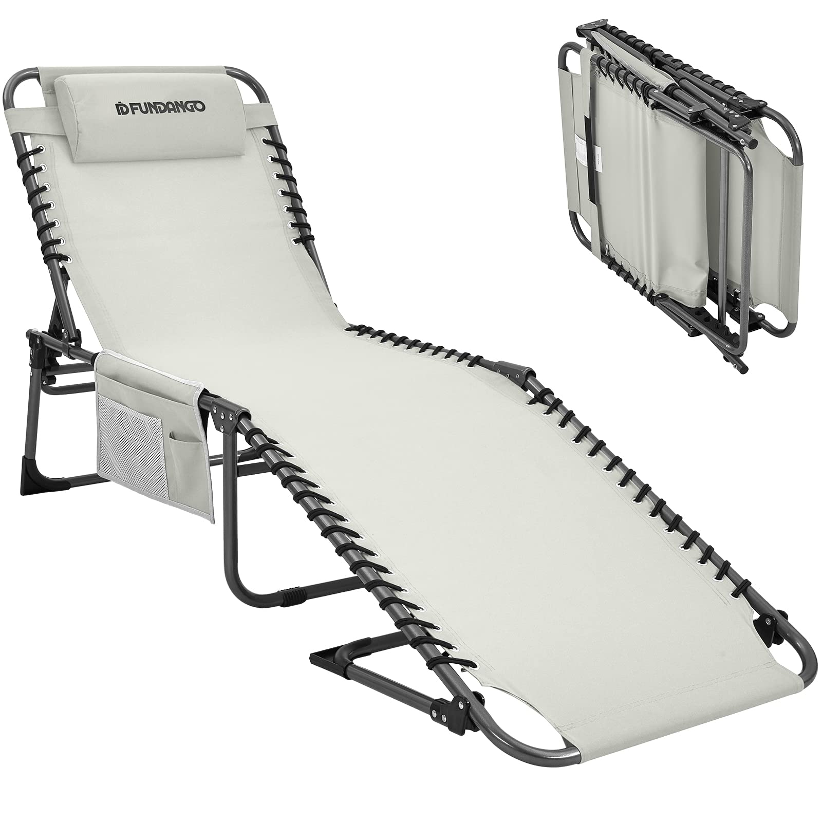 Buy FUNDANGO Folding Chaise Lounge Chair for Outdoor, Lawn, Patio