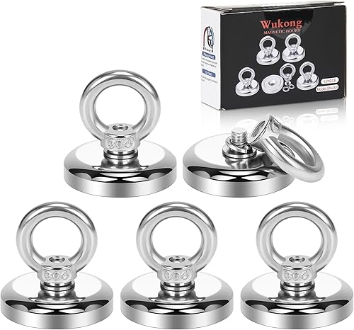 Wukong Ganchos magnéticos, imanes fuertes de 65 libras, imán de neodimio de tierras raras para cocina, garaje, baño, dormitorio, armario, oficina, 5