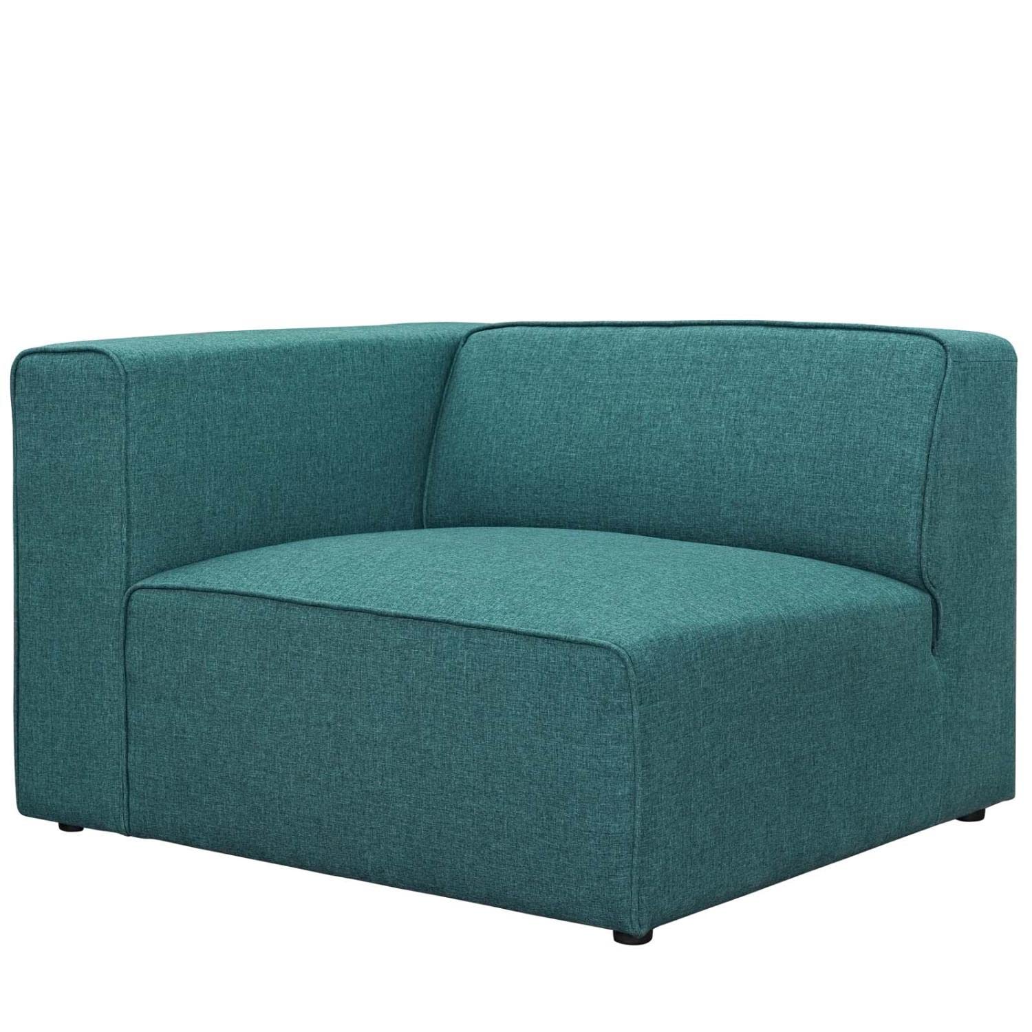 Modway Mingle Polyester Upholstered Generously Padded Left-Arm Chair, Blue Fabric