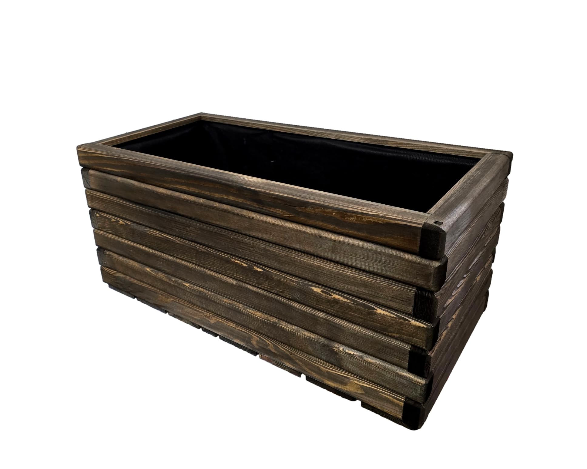 Donica Drewniana Impregnowana 80x40x40 cm Drewno Sosnowe Kolor Palisander Skrzynka Na Kwiaty Zioła Balkon Taras Ogród 88L Wewnątrz Agrowłóknina