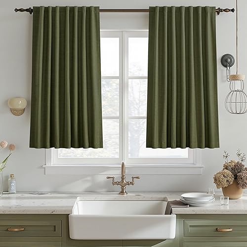 Miniatura 93 de UHITECH - Cortinas opacas de 84 pulgadas de largo, juego de 2 paneles de lino natural, 100% opacas, cortinas negras para dormitorio, sala de estar,