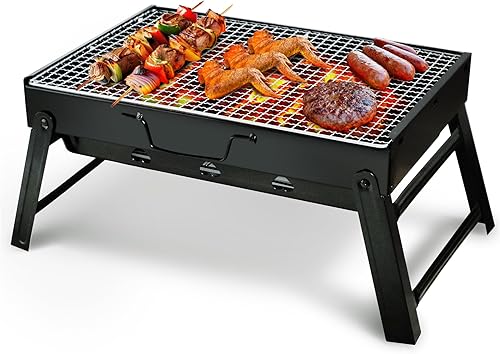 Miniatura 1 de Parrilla de carbón portátil de 17 pulgadas, parrillas de carbón plegables portátiles para barbacoa, mini ahumador de mesa, parrilla de barbacoa