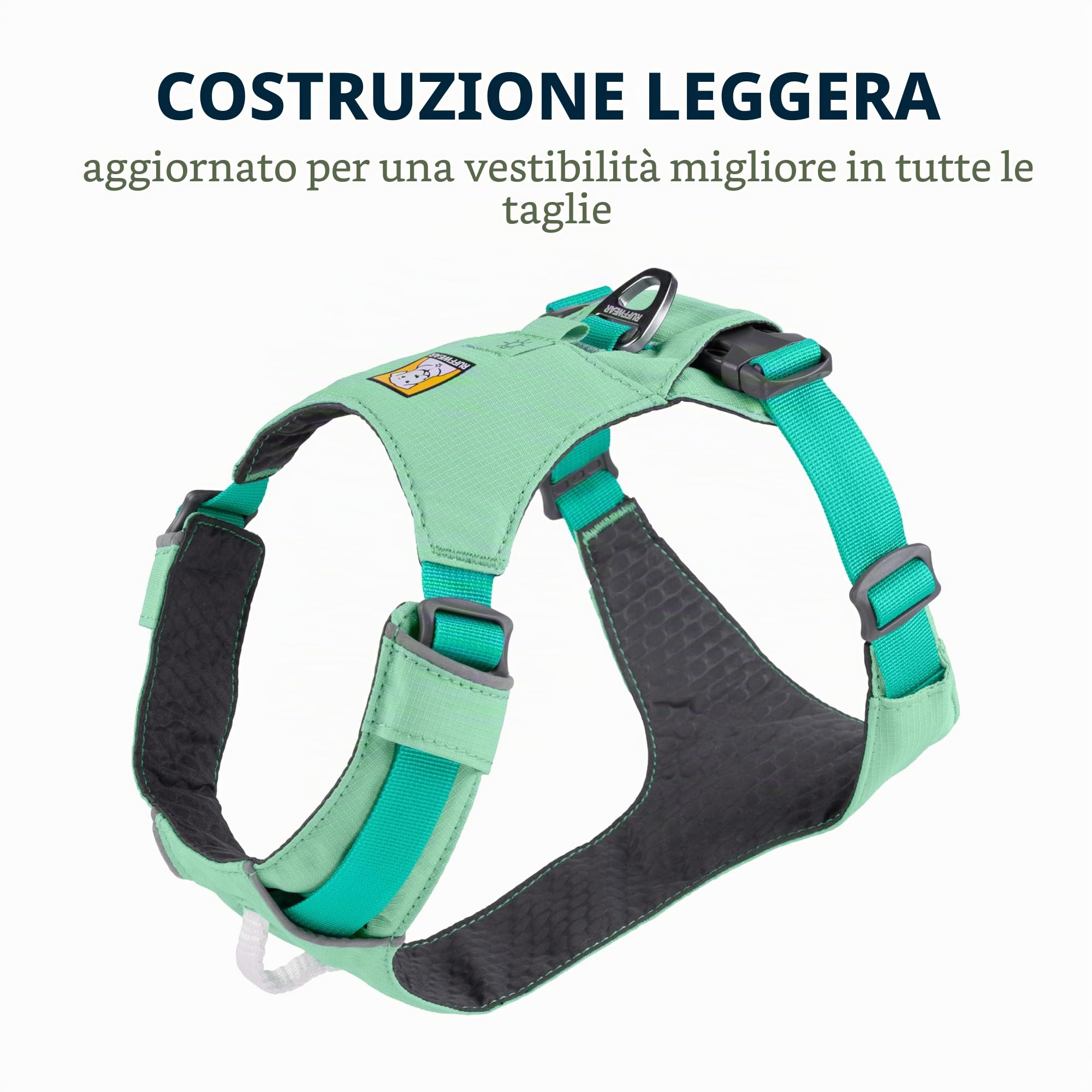 RUFFWEAR Pettorina per cani Hi & Light, ultra leggera a basso profilo Adventure Walking Gear, completamente regolabile, verde salvia (L/XL, 81-107 cm)