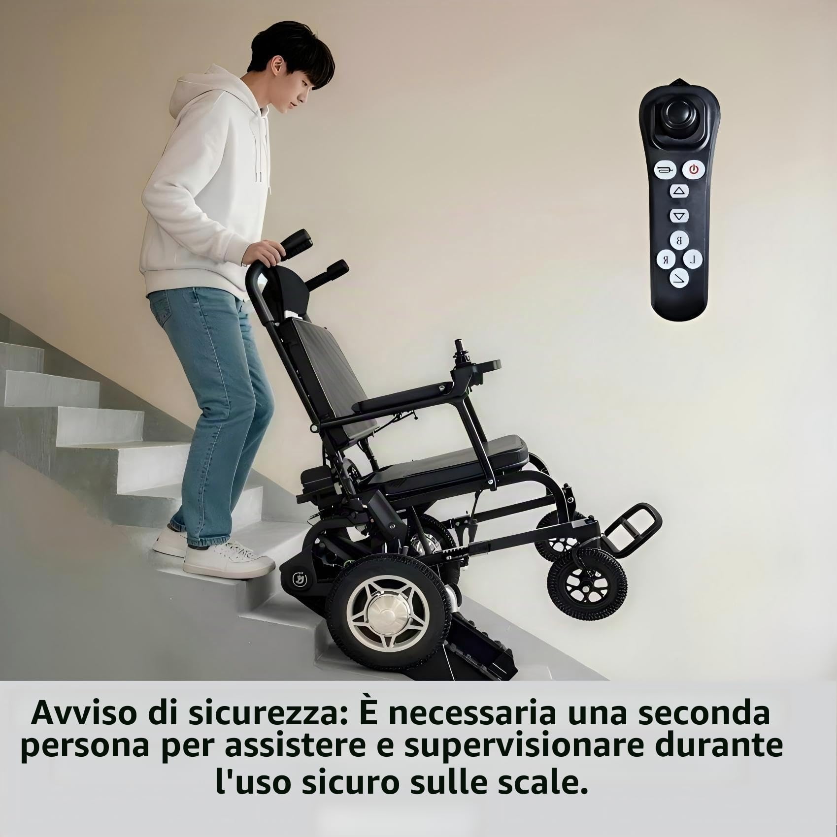 Sedia a rotelle elettrica cingolata telecomandata per salire scale, leggera e pieghevole con commutazione a un clic, supporta 396 lb. Adatta per anziani, viaggi e uso quotidiano.