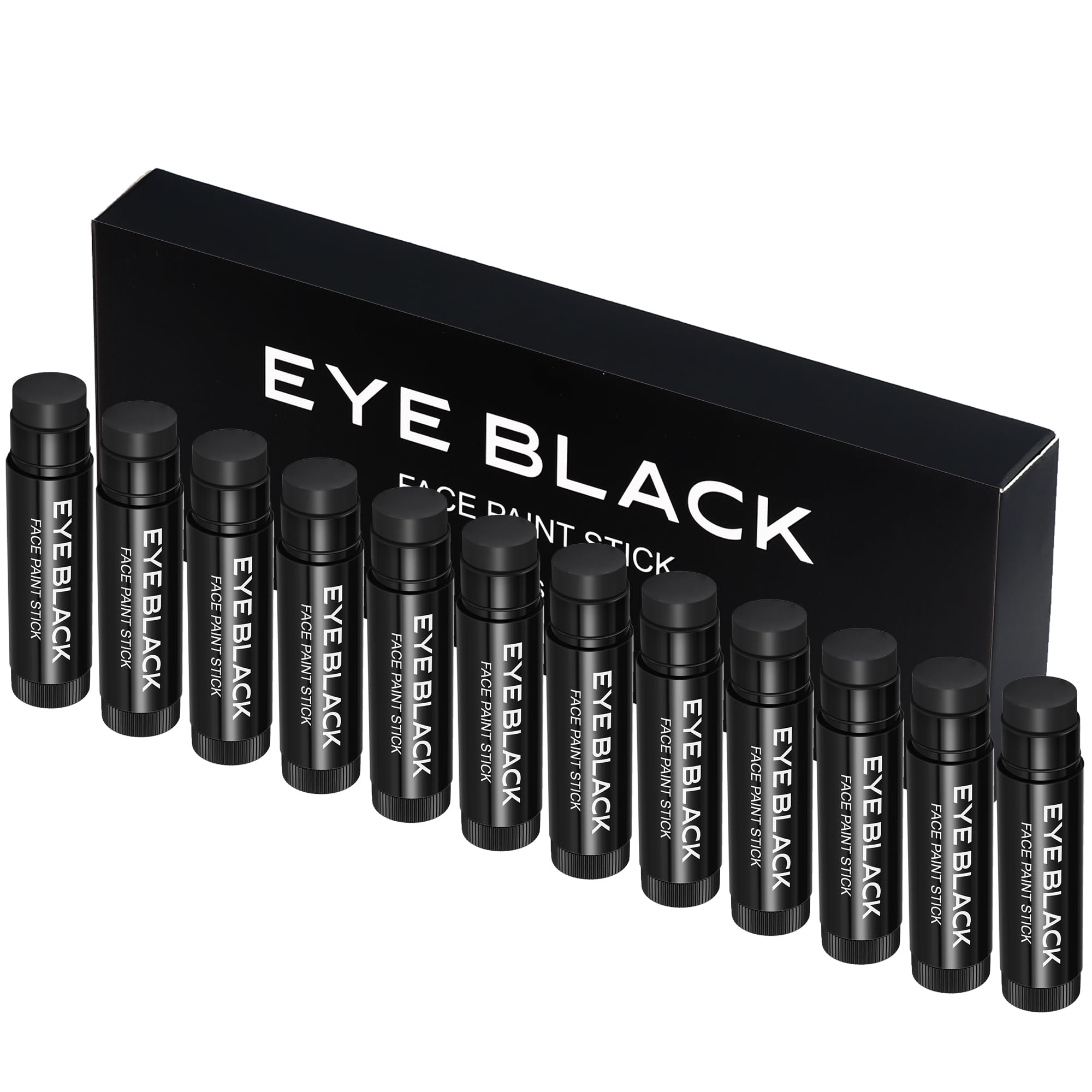 CCbeauty 12 PACK Black Eye Black Stick For Baseball Football Softball Lacrosse Accessories, Anti-Glare Eyeblack, Waterproof, Last All Game, Smooth Application, High Pigmented Color