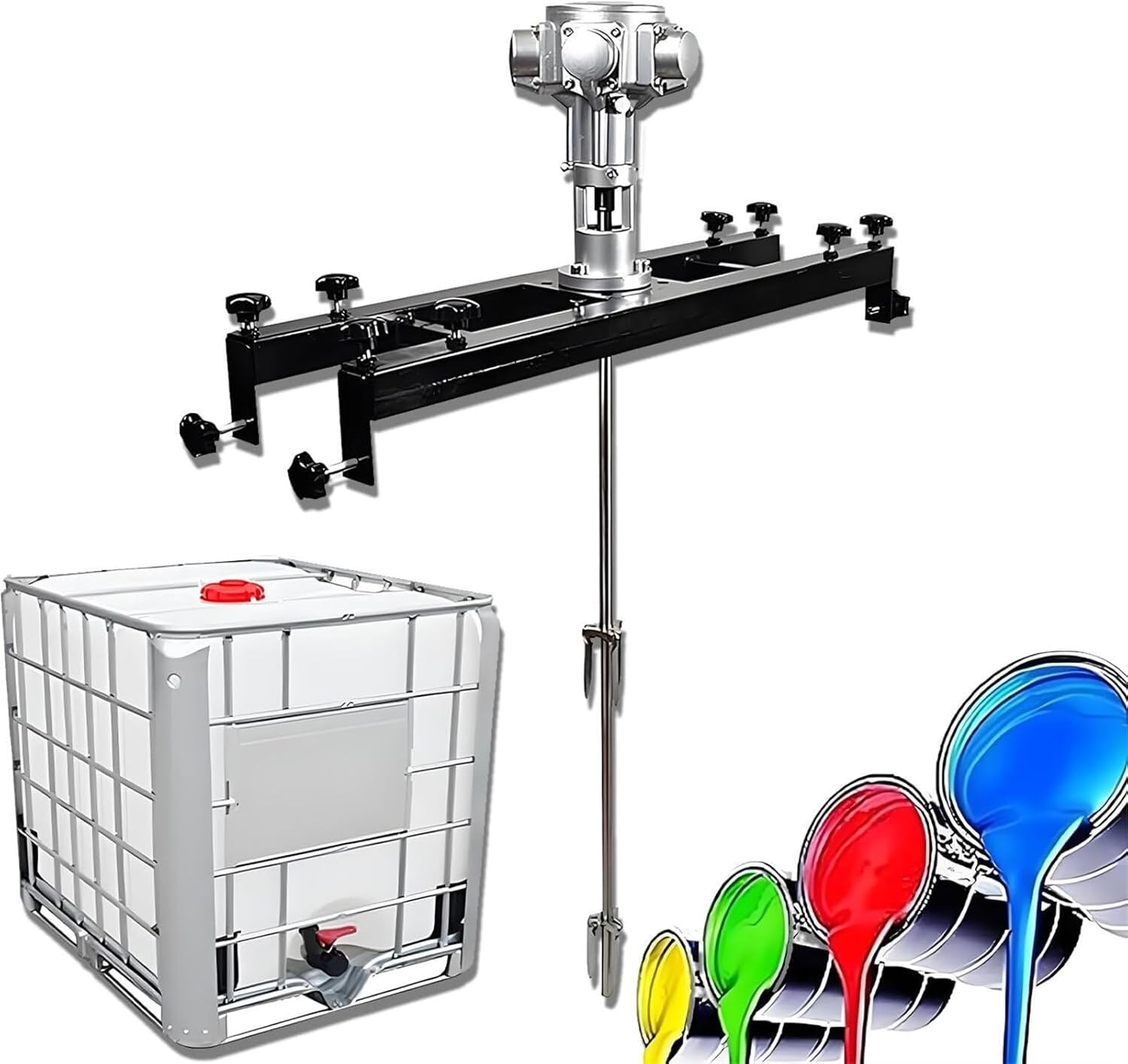 IBC Pneumatic Paint Mixer,Air Agitator,Speed0-2500RPM Three-cylinder,Folding Impeller,1/2HP Paint Shaker Machine Large5-cylinder