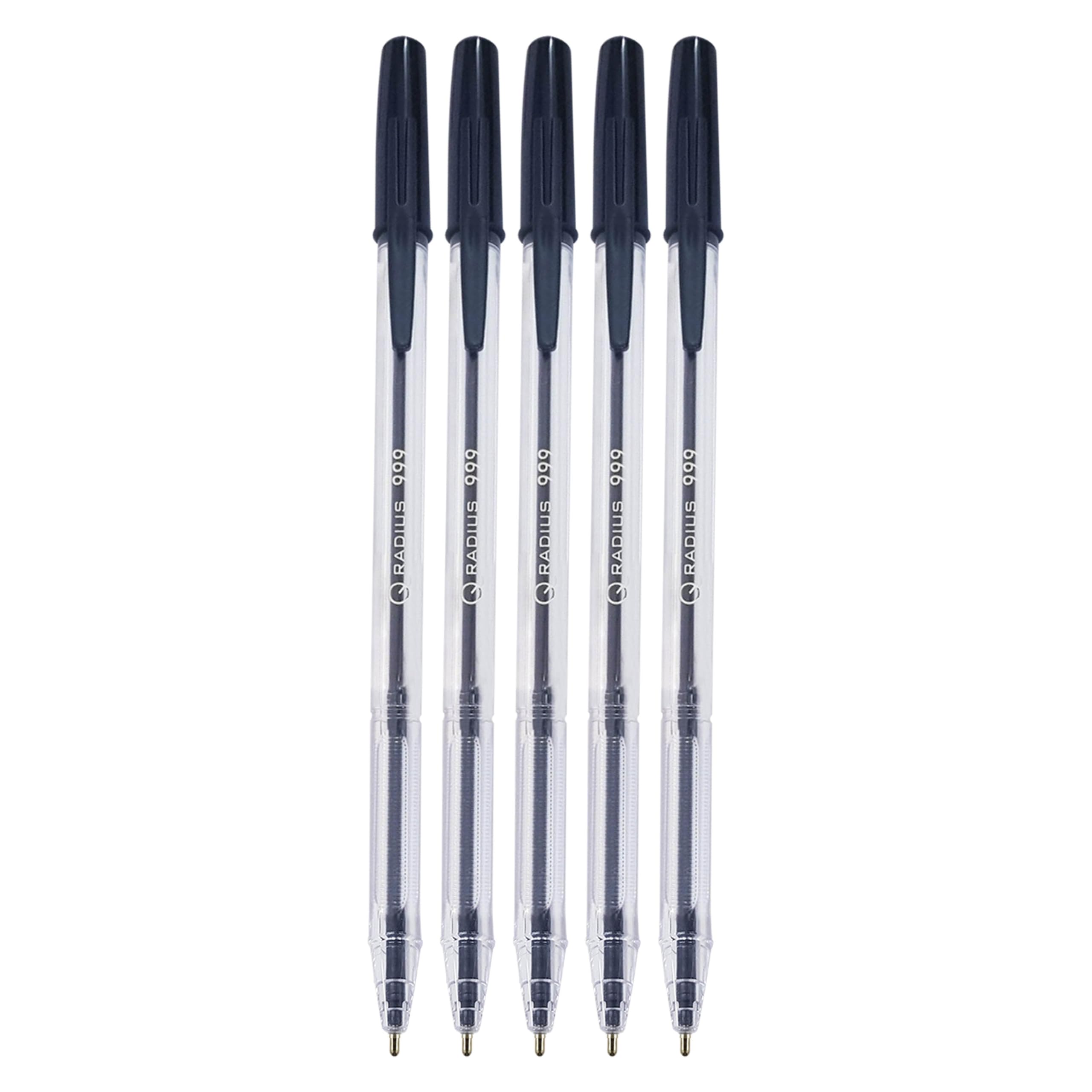 9Stic Ballpoint Pens, BLACK, Medium Point (1.0 mm), Pack of 5, Trio Comfort Grip, Smooth Biro Ball Pens, Perfect for School Office Home Use, iZOFAX