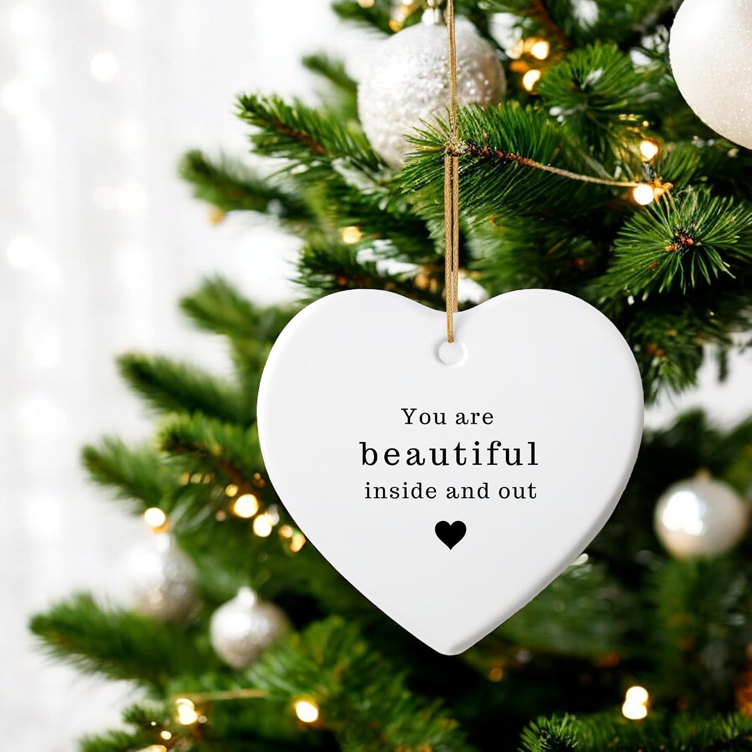 Heart Ceramic Ornaments, Personalized Car Decoration, Ornaments Keepsake, Weeding Gift for Bride, Decorations for Guests - You are Beautiful Inside and Out image 3