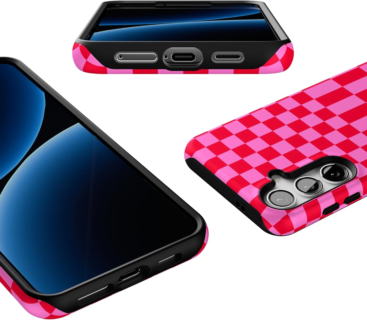 Casely Galaxy S24 Plus Case | Vibe Check | Pink Checkerboard | Essential Slim Dual-Layer Protective Design
