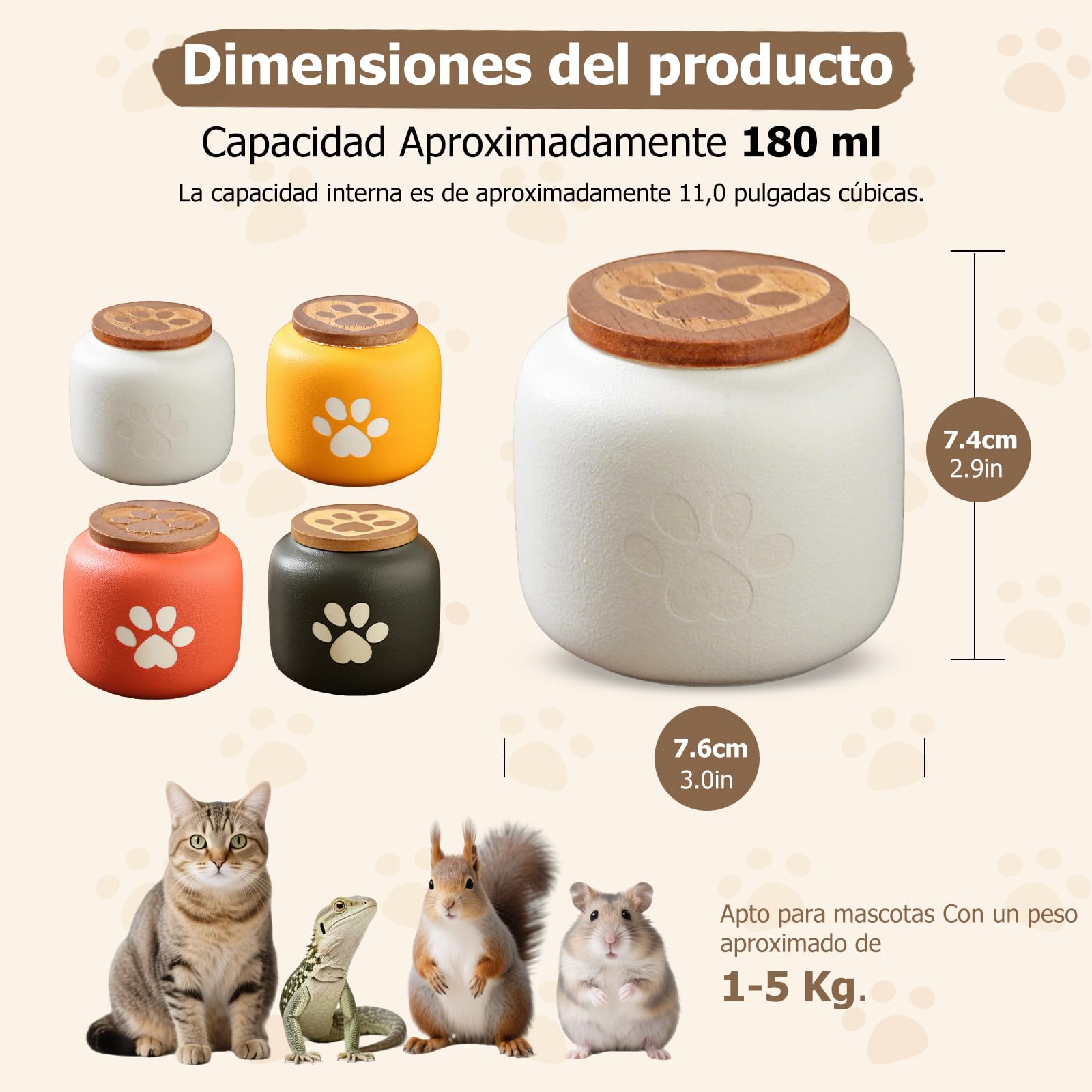 PETCUTE Mini Urnas de Cremación para Cenizas de Perros y Gatos,Urnas de Mascotas para Cenizas de Perros,Urna de Cerámica para Perro,Urna Funerarias para Mascotas,Blanco,180ml
