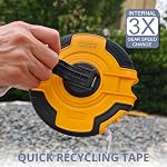 100 ft/30 m Mesure de bande, mesure de bande de bobine fermée, bande de mesure flexible longue rétractable, fibre double pouce / échelle métrique, pour la construction, l'arpentage, l`aménagement paysager