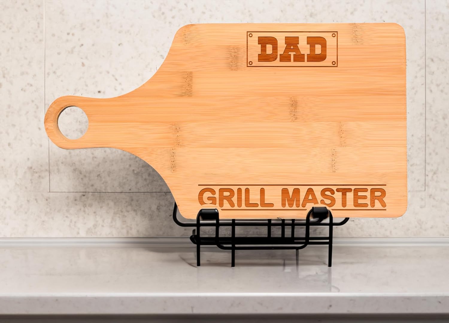 Dad Grill Master Grilling BBQ Tool Father's Day Gift Decorative Paddle Shaped Wood Serving Board