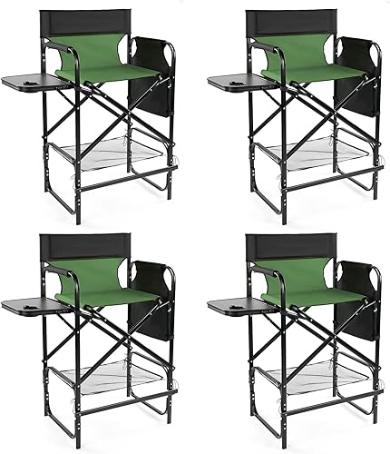 Miniatura 15 de Outvita Silla de Director de 26" de Altura con Asiento Plegable con Mesa Lateral y Bolsa de Almacenamiento, Soporte para 300 Libras, Silla Portátil