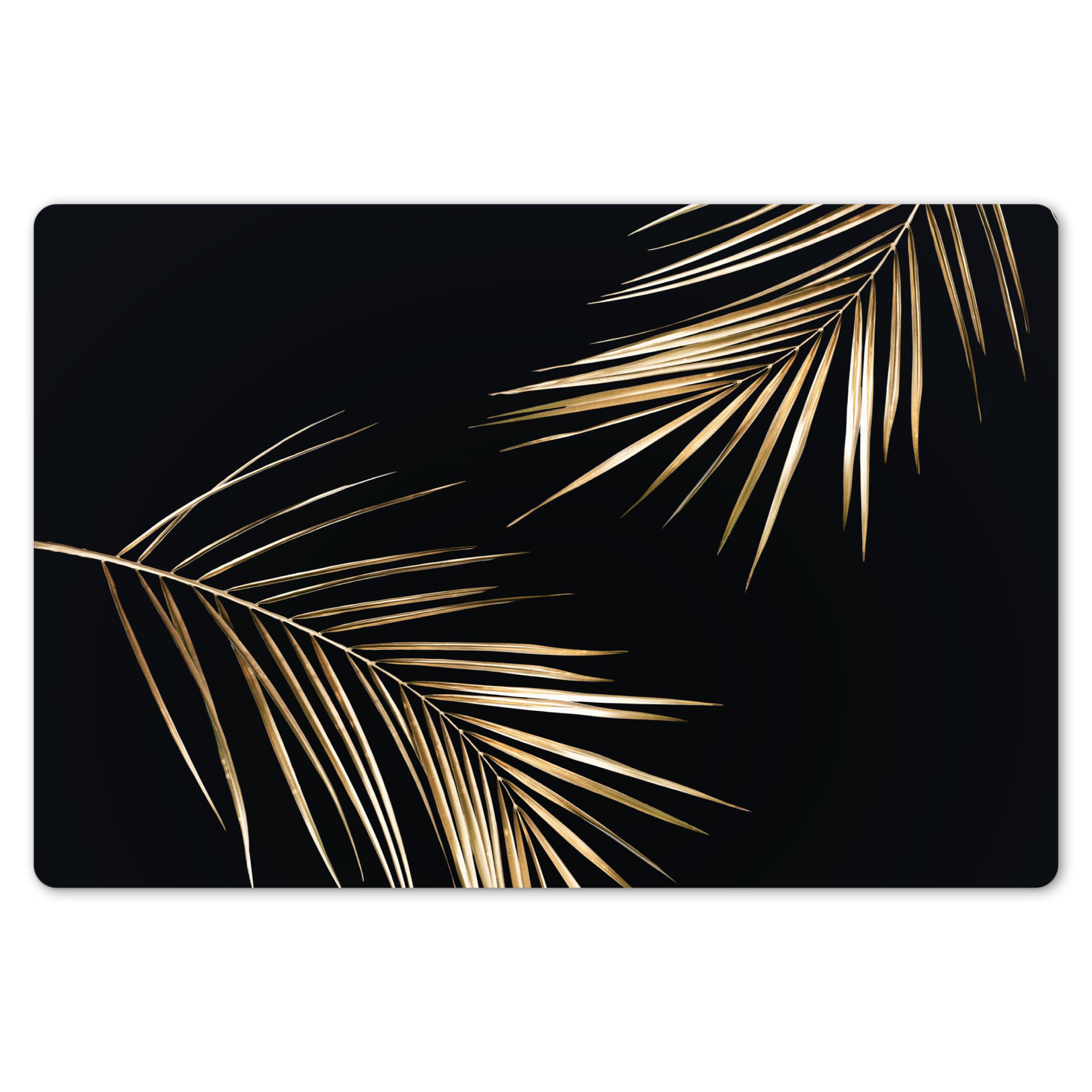 KitchenYeah© Place Mats For Table 18"x12" / 45x30 cm Placemat Set Of 6 Placemats Wipe Clean Kitchen Anti Slip Dinner Dining Mat Dinning Leaves - Plants - Gold - Black - Luxury