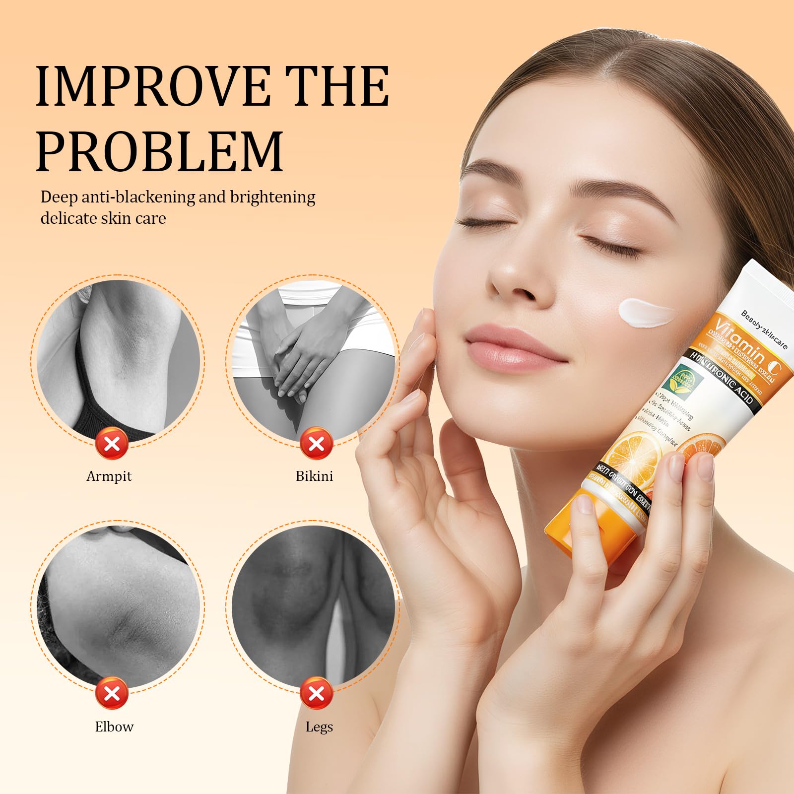 Crema Axilas, crema blanqueadora con vitamina C, Crema Aclarante de Axilas, Entreperna, Codos y Rodillas, Zonas Sensibles y Privadas, mujeres y hombres, 50g - 3