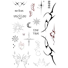 Tatsy Tribal Set Tribal Tattoos, Cyber Sigil Temporary, Futuristic Cyberpunk Design Realistic Fake Waterproof Tattoo Sticker Set, For Kids, For Adults, Fake Body Art, Safe & Certified