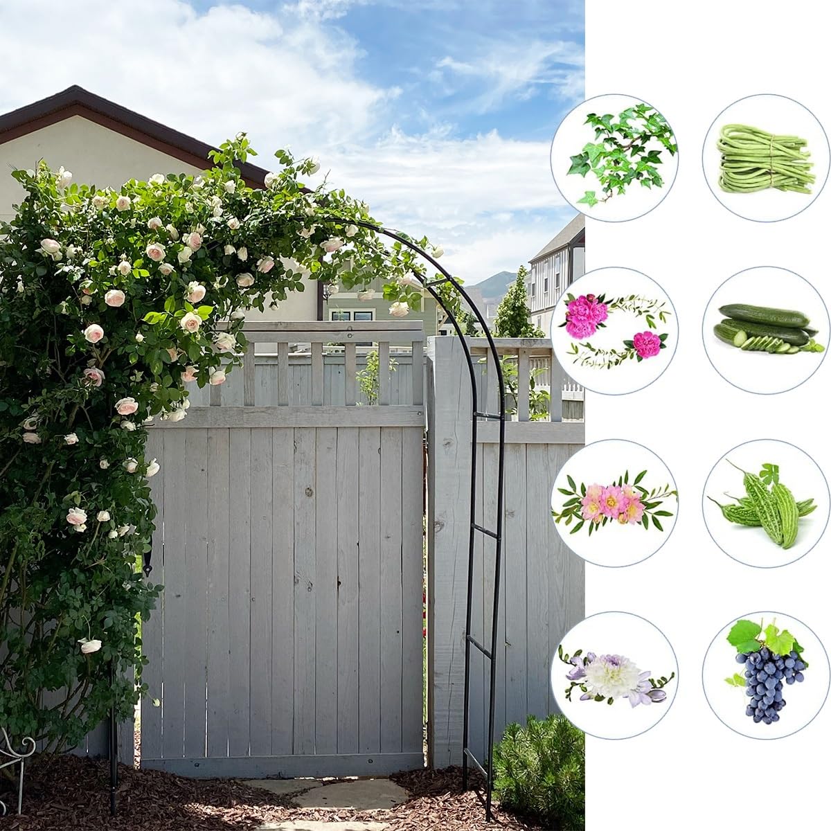 Metall-Gartenbogen für Kletterpflanzen, Hochzeit, Spalier, Rahmen, 200 x 230 cm, Stützgestell für Reben, Outdoor-Dekoration, Rosenbögen, braun, Gartenparty-Dekoration