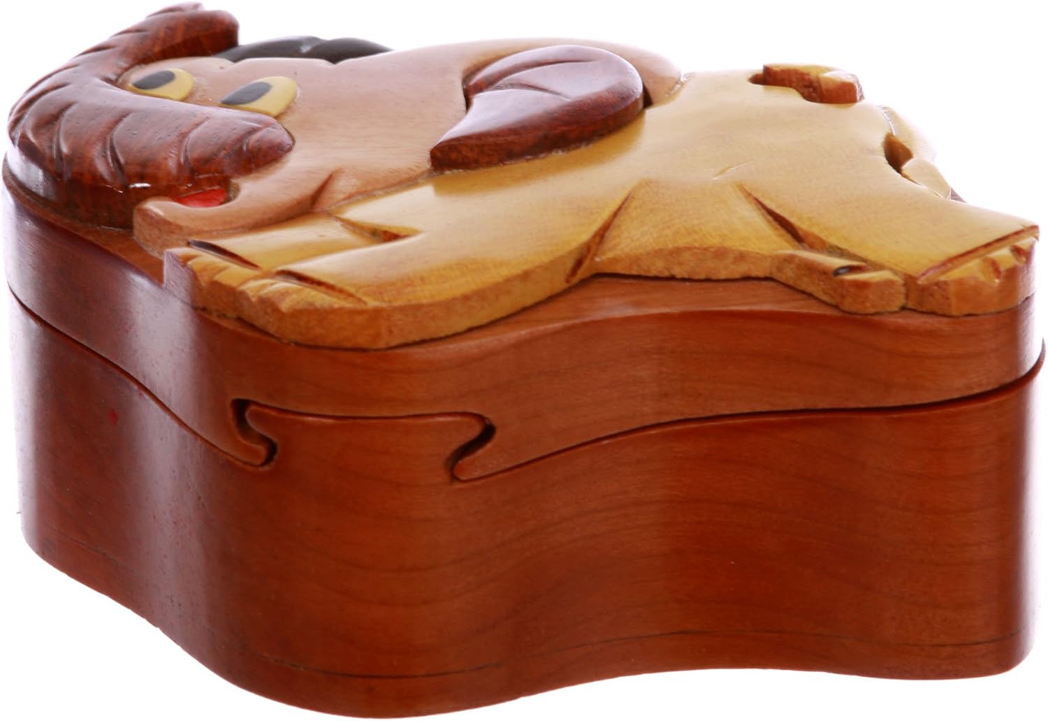 Handcrafted Wooden Animal Shape Secret Jewelry Puzzle Box - Elephant image 2