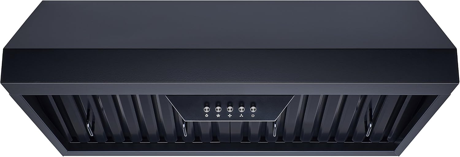 Winflo 30 In. Ducted Under Cabinet Range Hood in Black with Baffle Filters and Push Button Control