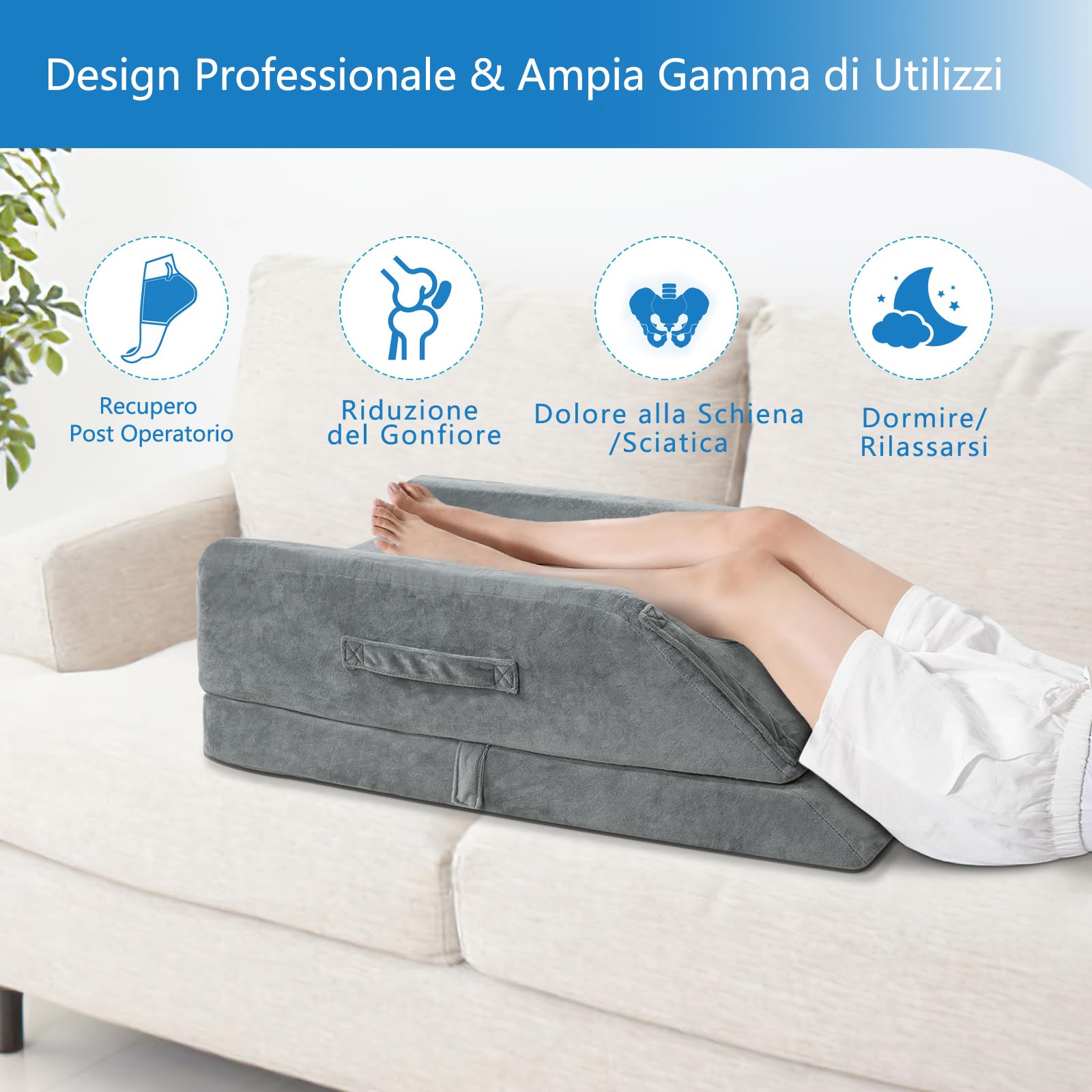 Höhenverstellbare Venenkissen zum Beine Hochlagern - Ergonomisches Beinhochlagerungskissen - Kniekissen Beinkissen, für Lymphdrainage, zum Ausruhen, Beine bei Varizen, Ischias Linderung