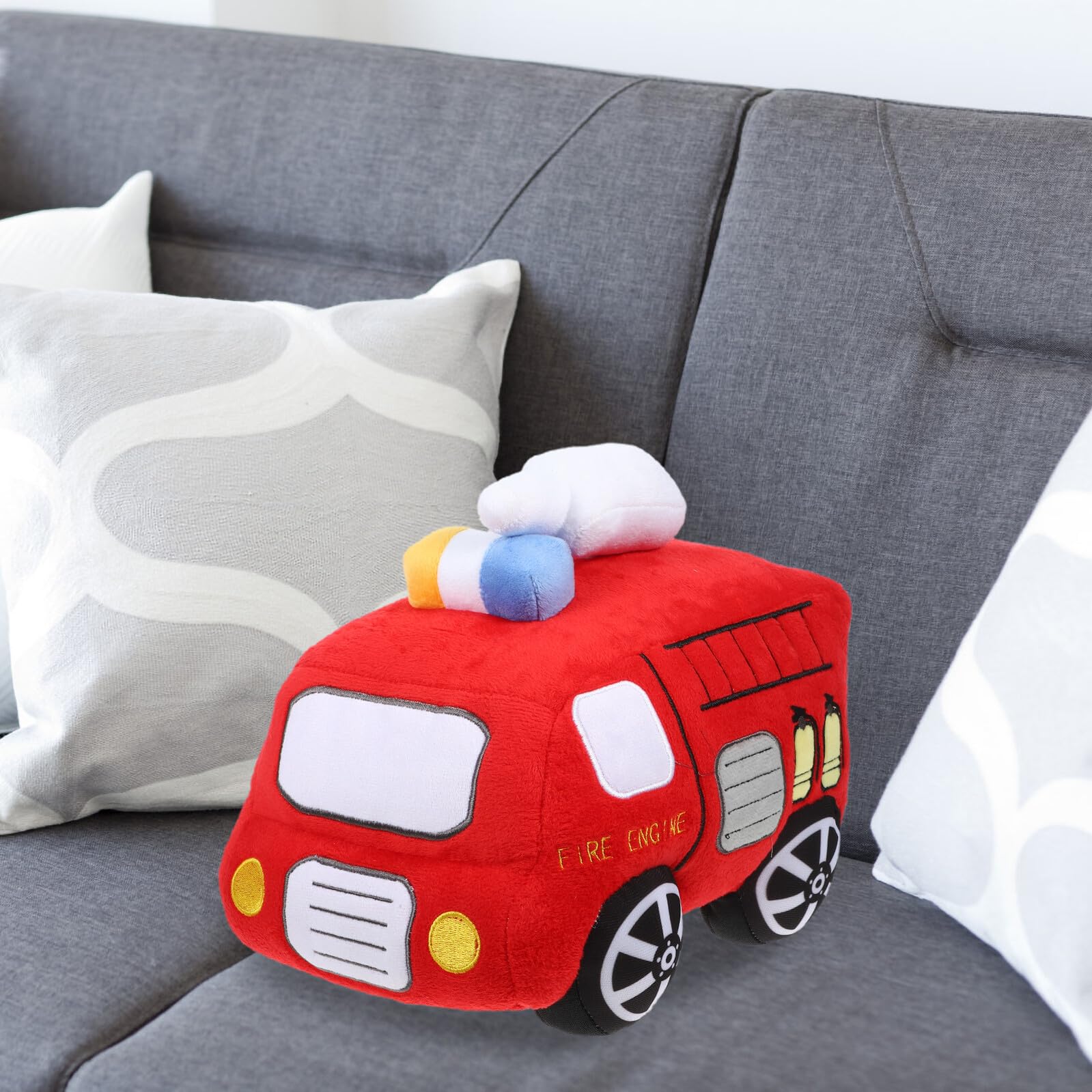 Camión de Bomberos de Peluche Rojo de Felpa y PP Algodón