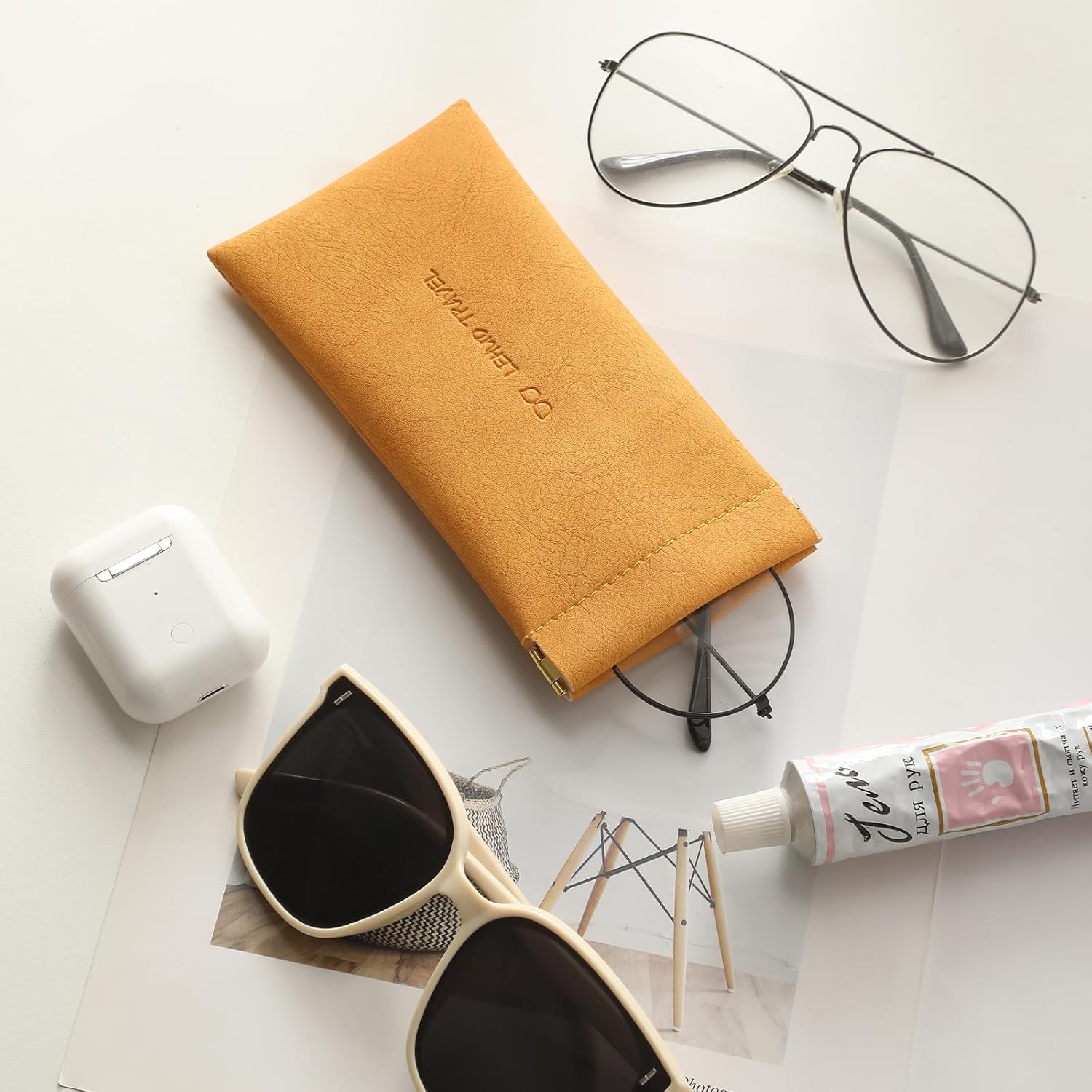 RIGHT AWAY 3Pcs Sunglasses Case Soft Glasses Case,Squeeze Top Eyeglass Case PU Leather Glass Pouch Bag for Women Girs - Image 7