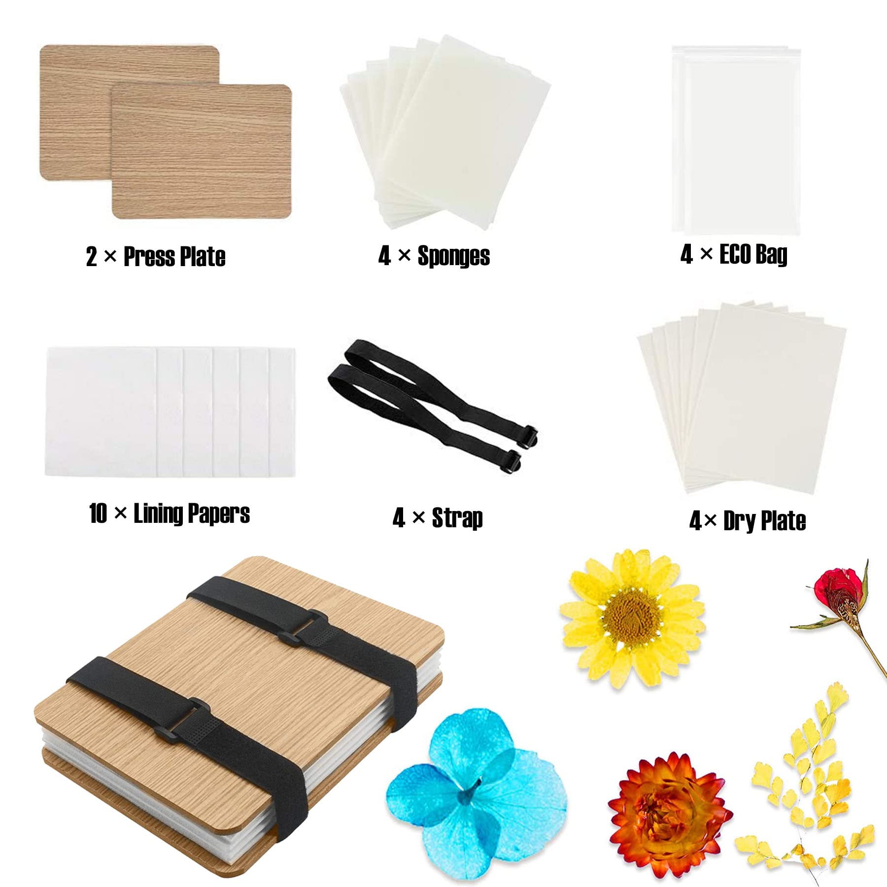 Cayway Pressa per Fiori e Foglie in Legno 16 x 21cm - per Piante, Artigianato, Fatto a Mano - Adulti