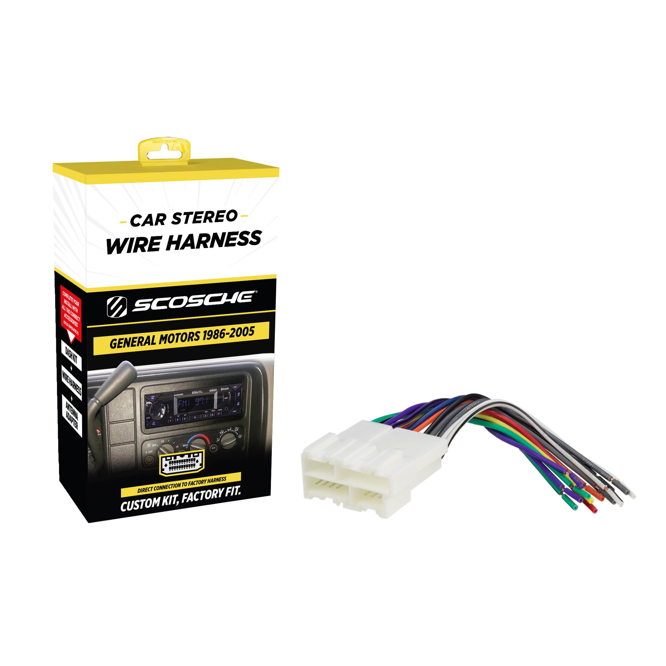 Scosche GM02B Car Stereo Wiring Harness with Crimp Connectors Compatible with Select Non-Amplified 1986-2005 General Motors Vehicles - Check Vehicle List in Images to Verify Your Model