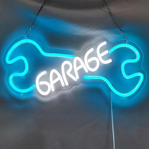 Miniatura 2 de Letreros de neón de garaje para decoración de pared, 16.5 x 6 pulgadas, letrero de luz LED de neón para garaje para papá, alimentado por USB para