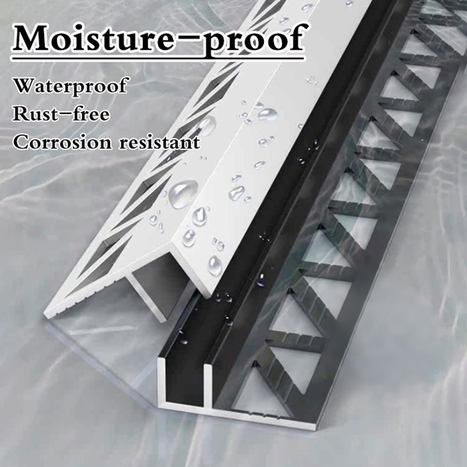 Perfil de Vidrio en Forma de F para Canales de Vidrio,Aluminio Sin Marcos Ranura Fija,Canal En F Paras Puerta De Ducha,Impermeable,Antideslizante,para vidrios de 8/10 mm de Espesor
