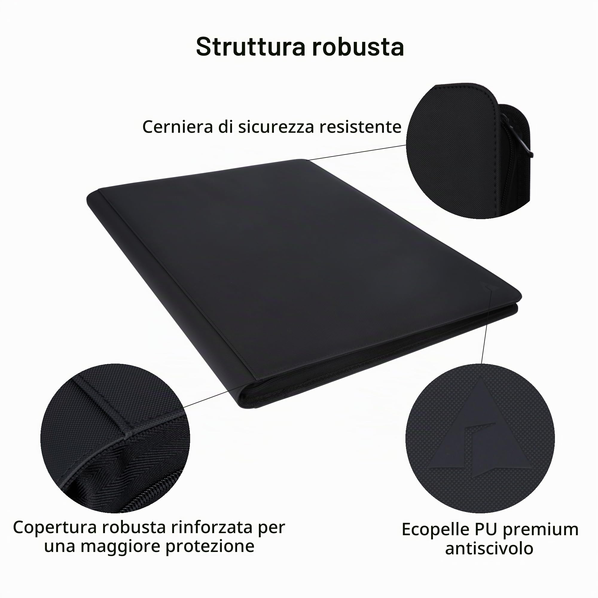 Rayvol - Raccoglitore per carte di alta qualità con 2300 tasche, grande album per carte con 36 tasche da 2000+ senza anelli, raccoglitore con cerniera ad apertura laterale UltraSonic-362304 Tech per