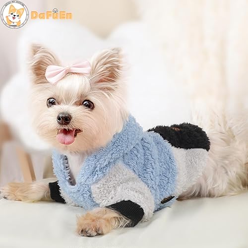Miniatura 5 de Suéter con capucha para perro, suéteres mullidos para perros pequeños, hembras y niños, sudadera de forro polar cálido para invierno, sudadera para