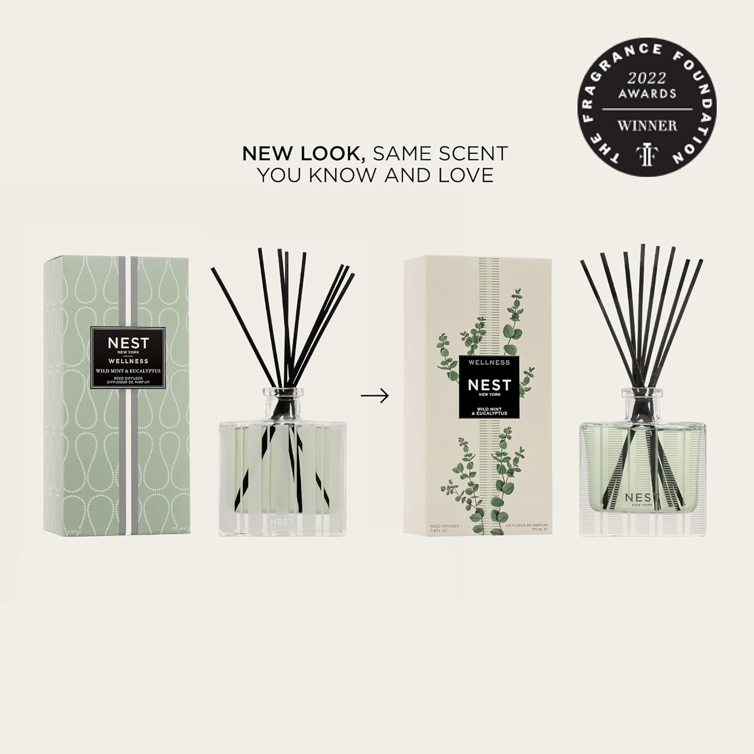 NEST New York Reed Diffuser, Reed Diffuser Liquid Refill & Liquid Soap - Wild Mint & Eucalyptus