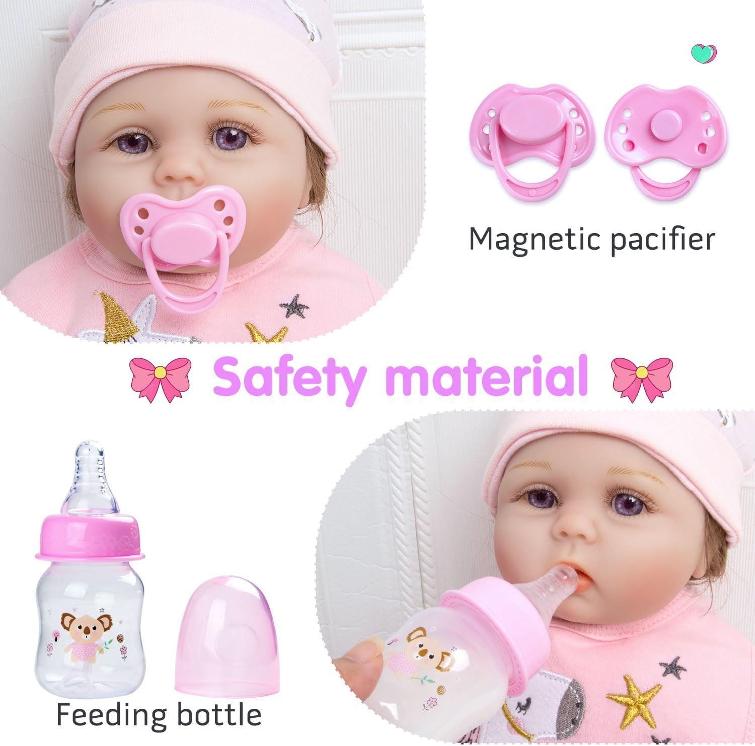 13 Pcs Reborn Baby Dolls Girl Clothes Accessories Pink Unicorn Theme Outfit Set for 17-22 Inch Reborn Dolls Newborn Girl with Unicorn Backpack Diaper