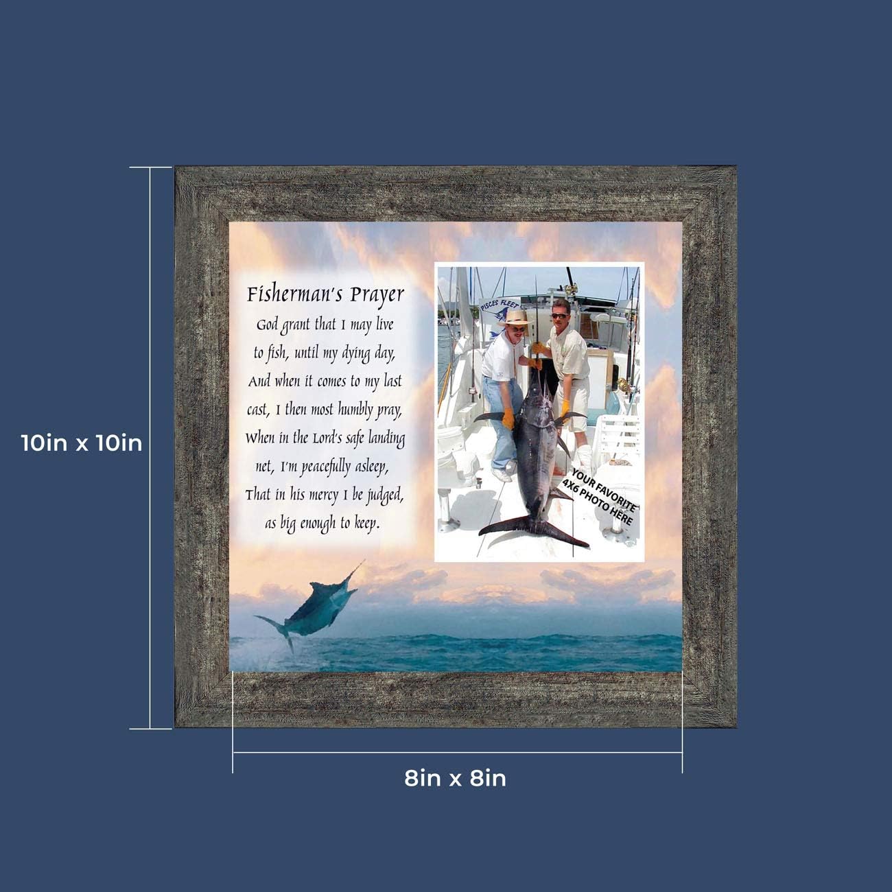 Deep Sea Fisherman’s Prayer, Personalized Fishermen's Gifts for the One You Love, Fishing Décor Picture Frame 9702BW