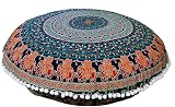 Third Eye Export 32" Blue Mandala Hippie Room Decor Floor Pillow Meditation Cushion Round Pillows Se