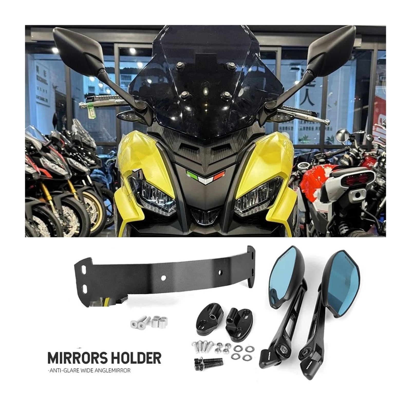 Achteruitkijkspiegel Motorfiets Voor Aprilia SR GT200 SR GT 200 Srgt 200 Motorfiets Accessoires Spiegels Beugel Kit Voorruit Achteruitkijkspiegels Houder Stuurspiegel(Short mirror