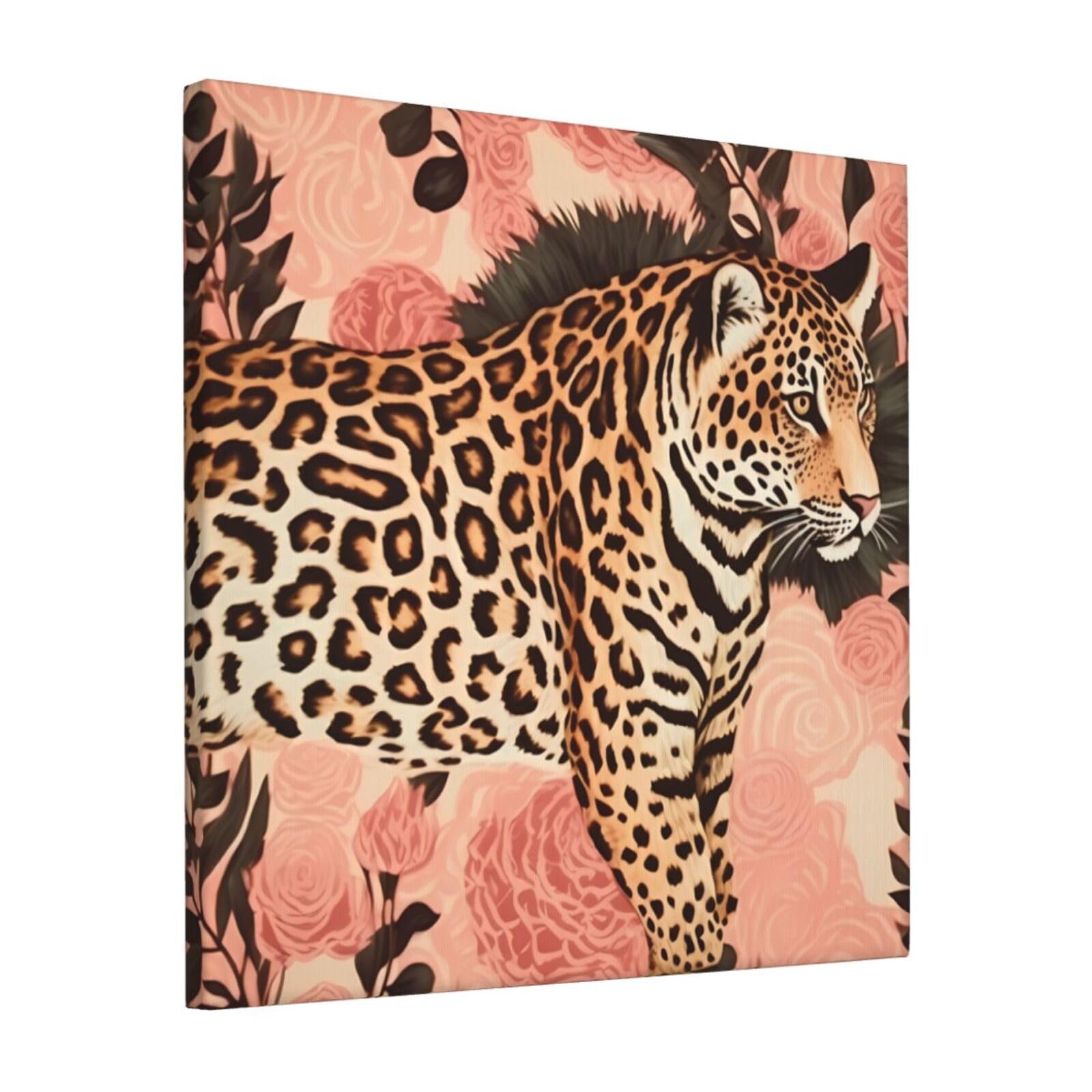 FodPand Striped Leopard Canvas Wall Art for Living Room Wall Decor 12"x12" Modern Artwork Painting Pictures Hanging Canvas Prints Aesthetic Wall Art for Bedroom Bathroom Office Wallart Decor