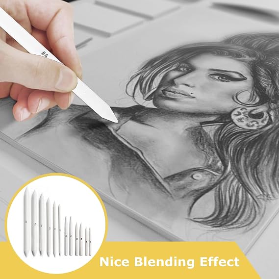 12 Pcs Blending Stumps for artists, Pencil Blender for artists, Drawing Pencils Art Blending Pencil Blender for Artists Student Sketch Drawing Tools, Drawing Supplies(Gray White)
