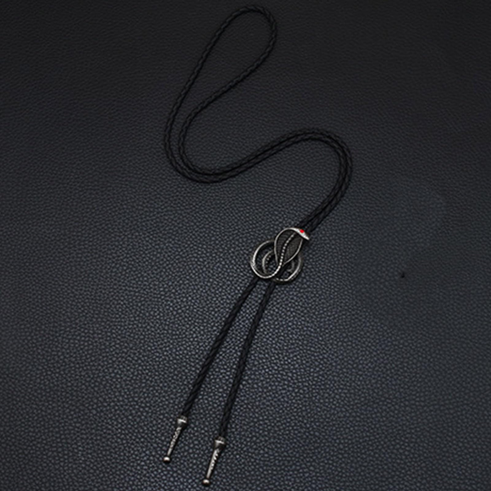 Cravatte da Cowboy, Cravatta Corda Intrecciata in Similpelle Stile Western Punk con(Copper And Silver Co)