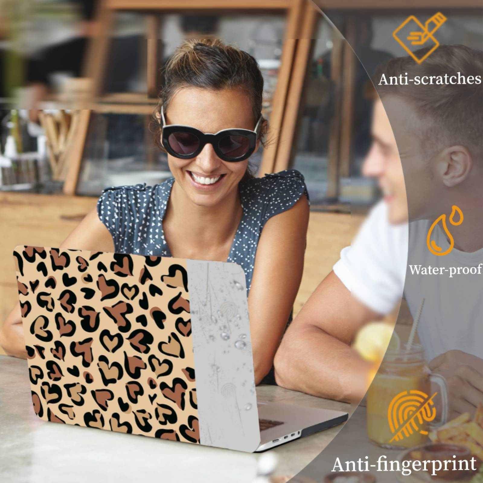 Coque pour MacBook Air 13/13,6 Pouces (M4/M3/M2, Modèles 2026-2021 A2681 3240 A3113), Graphique Étui Plastique et Housse de Clavier, idéal pour Le Travail, Les Voyages, Cœur léopard