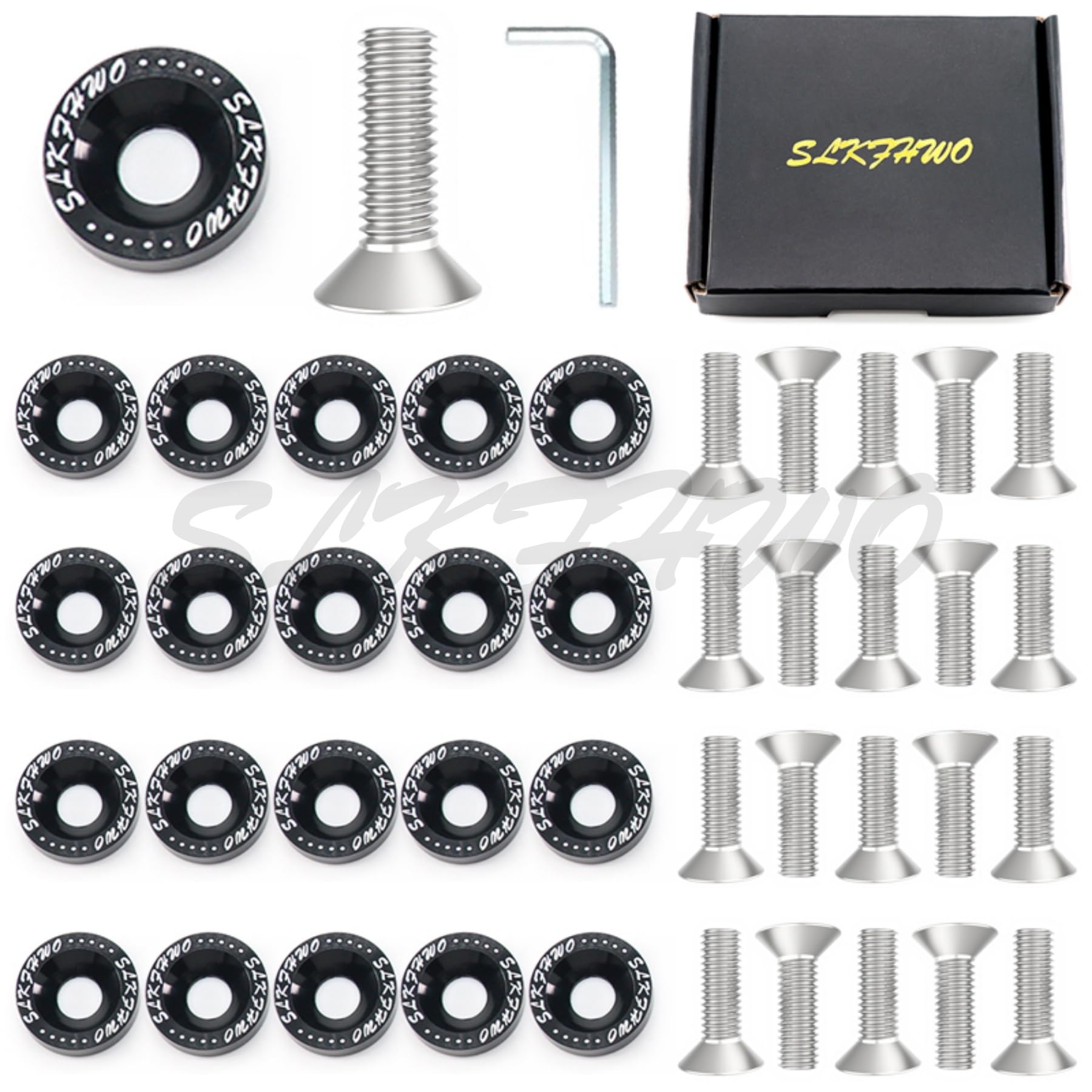 SLKFHWO 6063-T6 Hard Aluminum Alloy Fender Washer 20 Pieces CNC Precision Machining Bumper Engine Compartment JDM Car Accessories Engine Dress up kit（