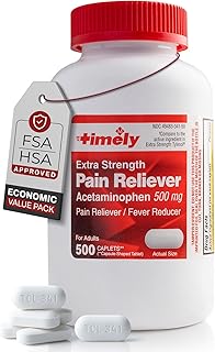 TIME-Cap Labs 500 Caplets Extra Strength Acetaminophen 500mg - Pain Reliever & Fever Reducer for Adults, Helps with Headaches, Backaches, Muscle Pain, Toothaches, Arthritis & Menstrual Cramps