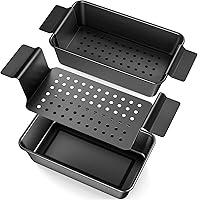 TLAZZ 2 Pack Non-Stick Meatloaf Pan with Drain Tray, 9.4x5.5 Inch Loaf Pan for Perfect Bread, Meatloaf & Baking