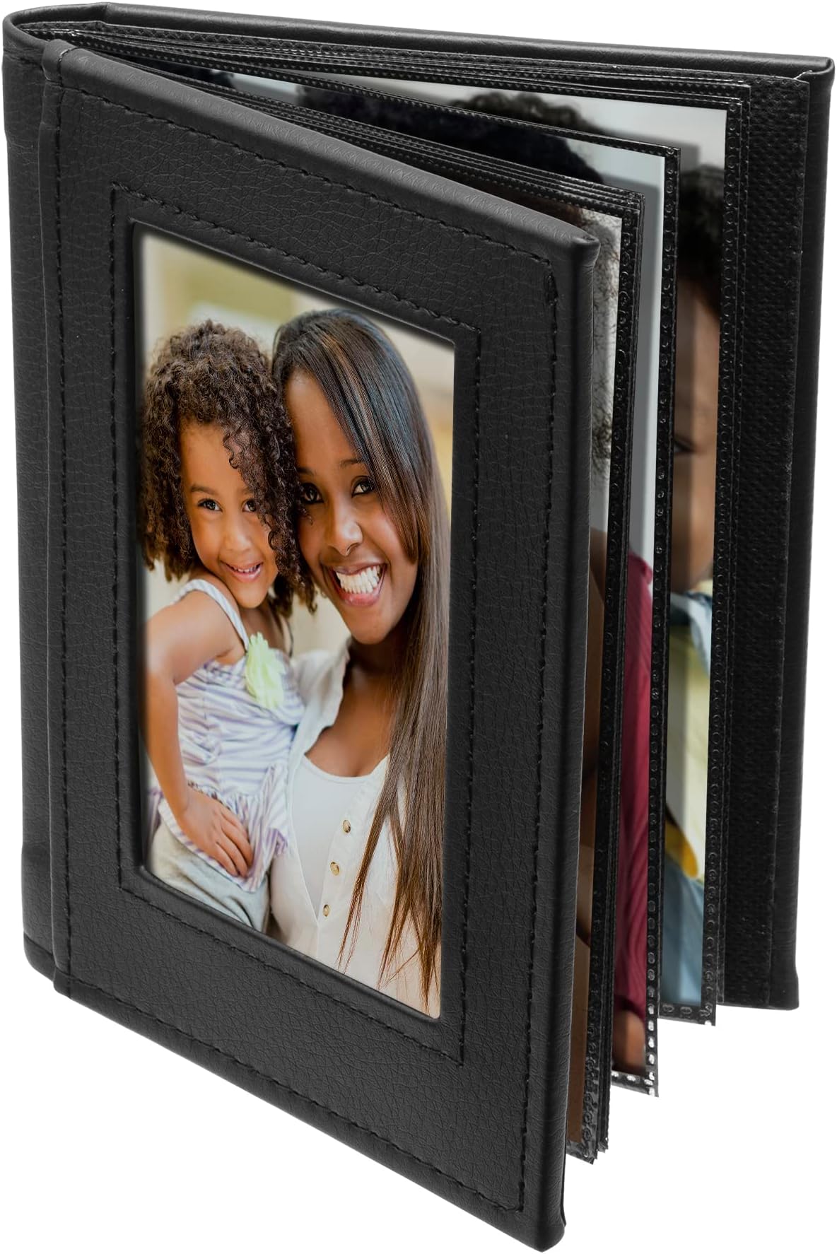 Neil Enterprises Inc. 4" x 6" Black Faux Leather Slip-In Photo Album - Holds 24 Pictures